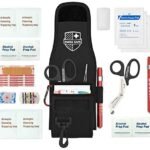 Medical EMT Trauma Shears/Scissors & Pupil Light with Tactical First Responder Tool Belt Holster + Essential Emergency First Aid Supplies (6" Shears)