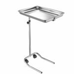 AW Mobile Mayo Stainless Steel Tray Stand Adjustable Trolley Medical Equipment