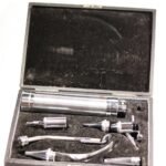 Vintage Coldlite Otoscope, Original case with accessories Ear, Medical Equipment