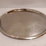 ROUND Silver Plate/Chrome Medical Support Equipment 12 inch TRAY 